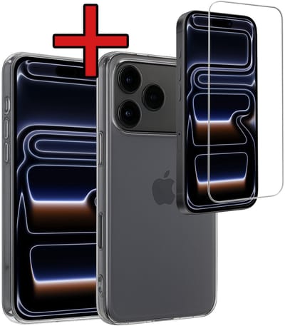 Hoesje - Met Screenprotector - Geschikt voor Apple iPhone 17 Pro Max / 18 Pro Max - Sterk & Shockproof - Telefoon Hoes - Back Cover - Siliconen Case - Telefoonhoes - Transparant