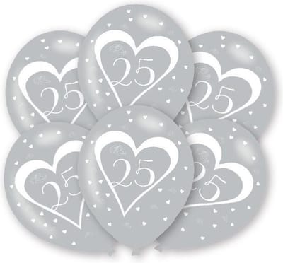 Amscan Ballonnen Zilveren Jubileum 6 Stuks 23 Cm Zilver