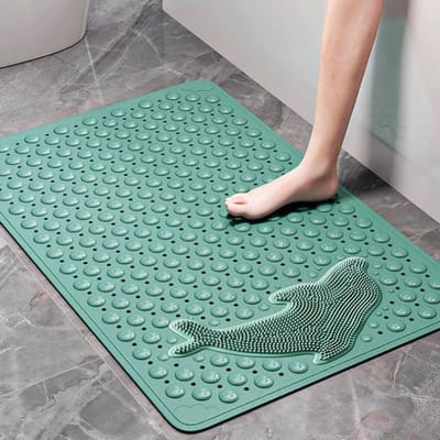 Huidvriendelijke Douchematt, Antislip Badmat voor Kinderen, Schimmelbestendig en Machinewasbaar, 70 x 35 cm, Groen