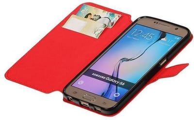 Cross Pattern TPU Bookstyle Hoesje - Wallet Case Telefoonhoesje - Geschikt voor Samsung Galaxy S6 G920F Rood