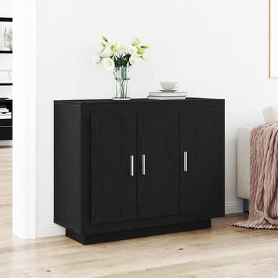 vidaXL - Dressoir - Zwart - Eiken - 92 - x - 35 - x - 75 - cm - Bewerkt - hout