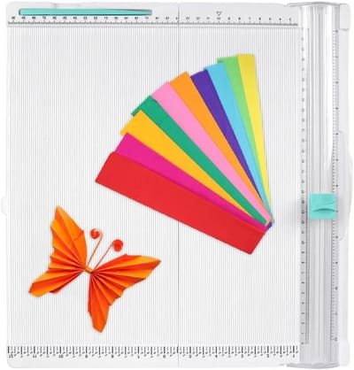 Papiersnijder en vouwplank 36 x 35 cm, multifunctionele vouwmachine voor papier, kaarten en enveloppen, ideaal voor knutselen en hobbyprojecten