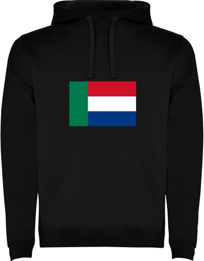Zwarte unisex hoodie met Wereldse vlaggen het land Zuid Afrika merk Roly maat M