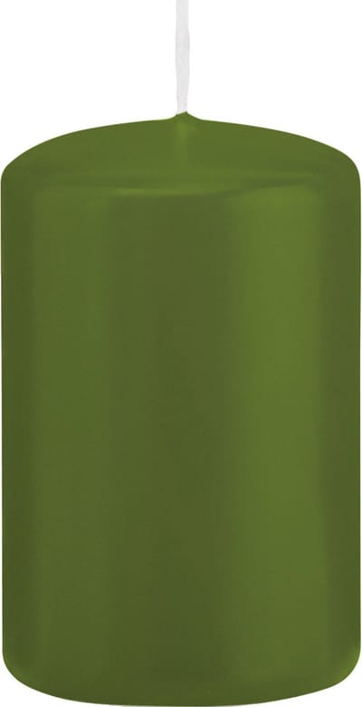 Trend Candles Cilinderkaars/stompkaars - olijfgroen - 5 x 8 cm - 18 branduren - met brandvertragende folie