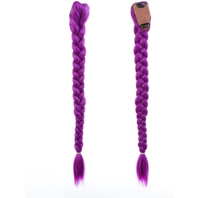Devil Hunting Meisjesgroep Pruik Paardenstaart Paarse Pruik Vlecht Goud Frituurdeeg Twists Vlecht 26inches purple
