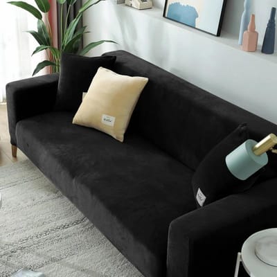 Fluwelen Elastische Bankhoezen 1/2/3/4 Zitplaatsen Effen Bankhoes L-vormige Bankhoes Beschermer Bankhoezen 1 SEAT (90-140CM)