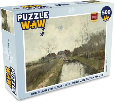 Puzzel Huisje aan een sloot - Schilderij van Anton Mauve - Legpuzzel - Puzzel 500 stukjes