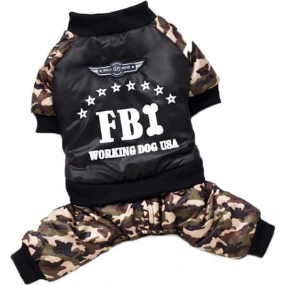 Coole FBI Huisdier Hondenkleding Overall Verdikking Hond Puppy Jumpsuit Kostuum Warme Winterkleding Voor Jongens Honden Ropa Para Perros M
