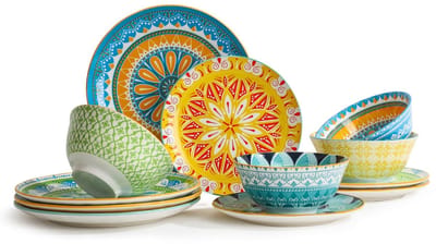 Fancy Dishes Set voor 4 Personen - 12-delige set - kleurrijk - keramiek