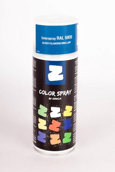 Zinga Color Spray verf -  coating - RAL 5005 Blauw  400 ml gloss - toepasbaar op gegalvaniseerde en diverse andere ondergronden