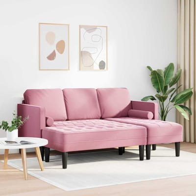 vidaXL - Bankstel - met - kussen - 2 - pcs - Roze - Polyester