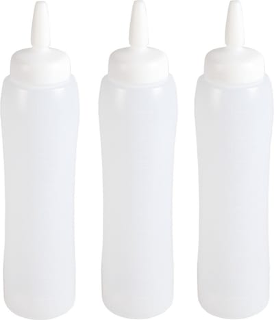 Doseerfles/sausfles - 3x - transparant - 100 cl tot 1 liter - voor sauzen en dressigs