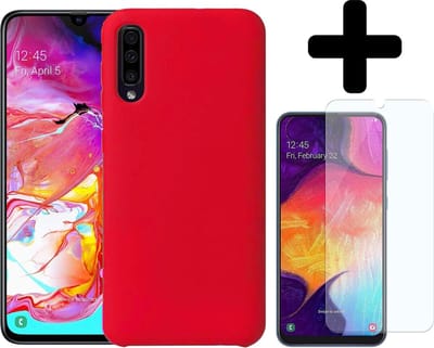 Hoesje - Geschikt voor Samsung Galaxy A50 - Sterk & Shockproof - Siliconen Case - Hoes Cover - Telefoonhoes - Rood