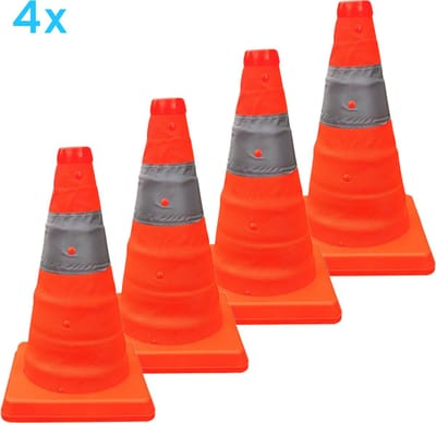 Uitvouwbare pion / verkeerskegel 41cm - inklapbaar - Mexxo - 4 stuks