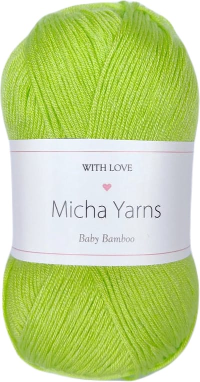 5 bollen - 70% bamboe 30% katoen haakgaren - 5 x 50gram - 185meter - Appel Groen (011) - Micha Yarns