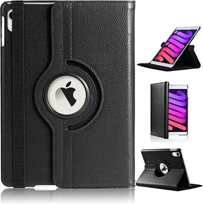Tablethoes Geschikt voor: iPad Mini 6 hoes - iPad Mini 6e generatie 2021 hoes, iPad Mini 6 (8,3 inch) A2567 A2568 A2569 8.3 inch hoesje 360° draaibaar (zwart)