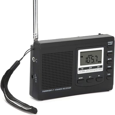 Dailygoods- Mini Radio Compact - Pocket Radio - Wereldbandradio - Hoge Gevoeligheid - 60 Stations Presets - Zwart - 24-Uurs Wekker - Zakradio