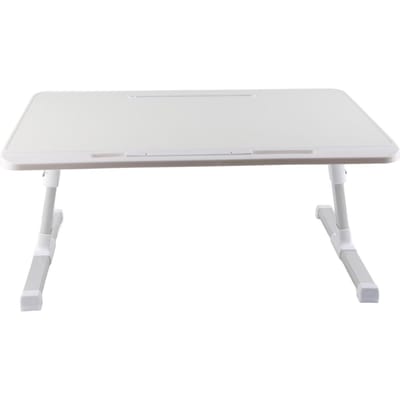 Table de lit pour ordinateur portable avec pieds pliables, plateau de table rotatif en alliage d'aluminium, bureau portable pour ordinateur portable blanc chaud