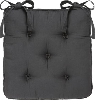 Atmosphera Deluxe Stoelkussen 40x40x8cm met lintjes en 5 knopen - Antraciet