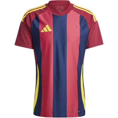 Adidas Striped 24 Shirt Korte Mouw Heren - Bordeaux / Navy / Geel | Maat: S