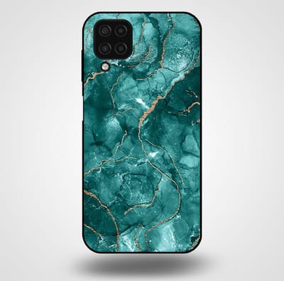 Smartphonica Telefoonhoesje voor Samsung Galaxy A12 met marmer opdruk - TPU backcover case marble design - Goud Groen geschikt voor Samsung Galaxy A12