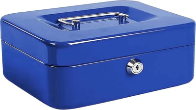Robuuste Geldcassette Blauw met Kleingeldlade en Cilinderslot | 200x160x90 mm