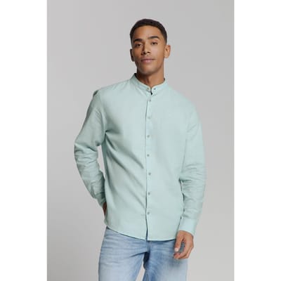 No Excess Shirt Granddad Solid With Linen Ice Größe: L | Casual hemden Outlet | Herren | Weiß
