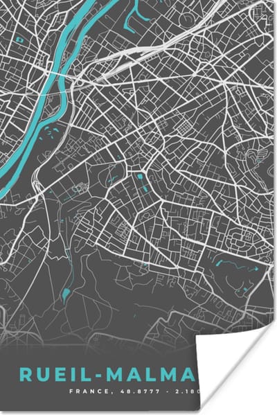 Poster Plattegrond – Rueil-Malmaison – Stadskaart – Kaart – Frankrijk - 120x180 cm XXL