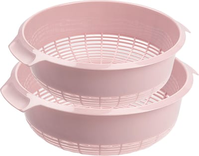 Plasticforte kunststof keuken vergieten - combi set - roze - 27 x 10 cm en 23 x 9 cm