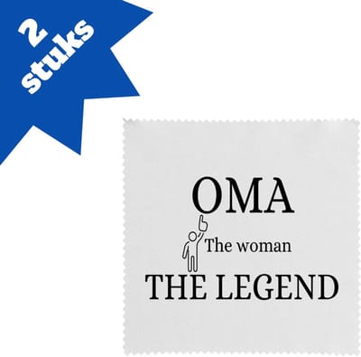 Akyol - oma the woman the legend brillendoekjes - Oma - oma - verjaardag oma - cadeautje - kado - geschenk - 17,8 bij 17,8 cm - 2 stuks