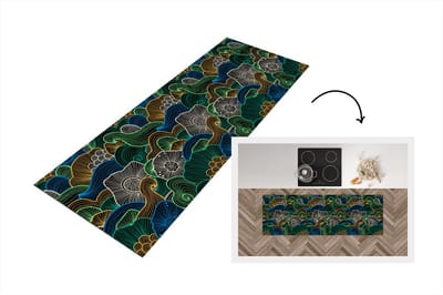 Keukenloper - Loper keuken - Patroon - Bloemen - Glow - 150x50 cm - Keukenloper vinyl