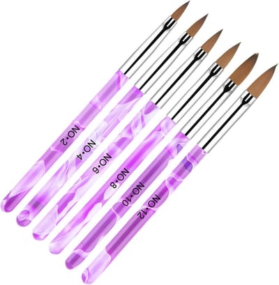 Dailygoods- Nagelborstel Set 6 Stuks - Acryl/Nylon - Nagelkunst Penselen - UV Gel/Acryl Borstels - Thuis/Salon Gebruik - Reisvriendelijk - Nagelpenseel