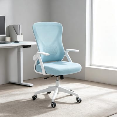 Ergonomische Bureaustoel Blauw - Comfortabele Werkplek Stoel voor Thuiswerken - Verstelbare Draaistoel - Ademend Mesh en Schuim - Blauw