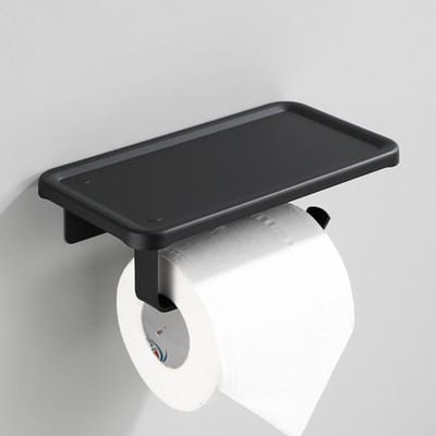 Porte-papier hygiénique mural pour articles divers, support de rangement pour rouleaux de papier hygiénique, étagères de rangement pour mouchoirs de salle de bain noir