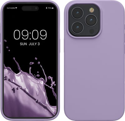 kwmobile Case voor iPhone 15 Pro Max - Slank TPU-Hoesje met Zachte Afwerking - In violet lila