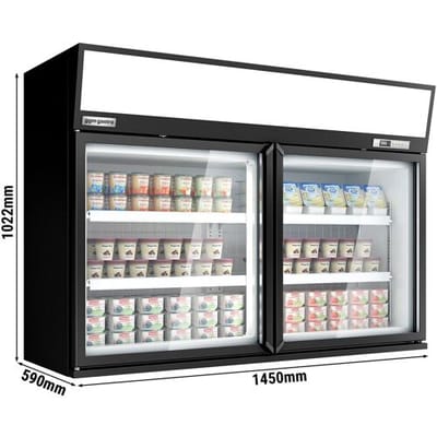 GGM Gastro Supermarkt-Wandtiefkühlregal - 1450mm - 232 Liter - mit 2 Türen & 2 Ablagen - Schwarz