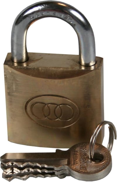 Tri-Circle Massief koperen hangslot - 50 mm - Inclusief 3 sleutels - Duurzaam en betrouwbaar
