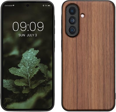 kwmobile telefoonhoesje geschikt voor Samsung Galaxy A56 5G - Hoesje met bumper in donkerbruin - Backcover - hout