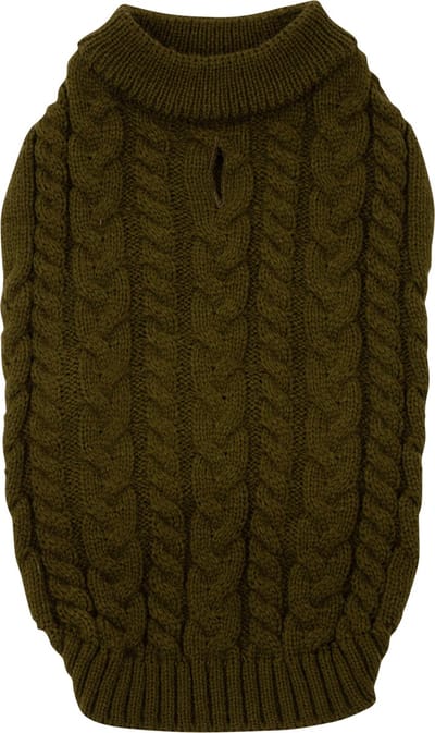 5th Avenue Dogwalk Hondentrui Kaki – Stijlvolle & Warme Trui voor Honden – Comfortabel, Duurzaam & Machinewasbaar - Maat XS - Ruglengte: 25 cm