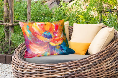 Buitenkussens - Bloem - Verflook - Modern - Abstract - Kleuren - 60x40 cm - Weerbestendig