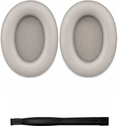 Set Oorkussens voor Sony Koptelefoon - WH-1000XM4 Oorkussen - Kunstleer met Traagschuim - Zilver