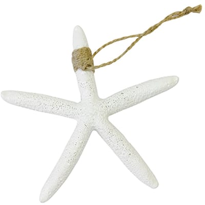 HOBI - Witte hars zeester 1,7 x 12,5 cm om op te hangen
