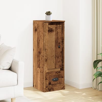 vidaXL - Hoge - kast - 36x35,5x103,5 - cm - bewerkt - hout - oud - houtkleurig