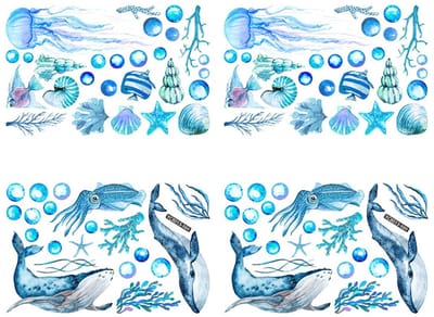 Dailygoods- Muurstickers Oceaanwereld - Lichtgevende Muurstickers - Wanddecoratie Kinderkamer - Dieren Stickers - Fluorescerende Stickers - Eenvoudig aan te brengen