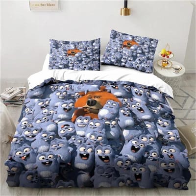 Ensemble de literie Grizzy et les Lemmings Garçons Filles Taille Twin Queen Housse de couette Taie d'oreiller Lit Enfants Adulte Mode Textile de maison 70x133cm 2pcs
