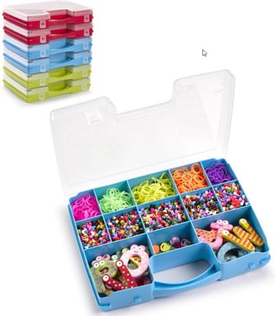 PlasticForte Opbergkoffertje - 2x - 13-vaks - opbergkoffer - sorteer box - 27,5 x 20,5 x 3 cm