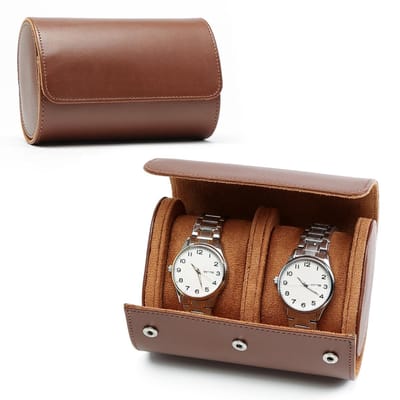 Dailygoods- Horlogedoos Luxe PU-lederen - Horlogebox - Organizer voor 2 Horloges - Reisetui - Cadeau voor Mannen/Vrouwen - Opbergdoos - Horlogerol