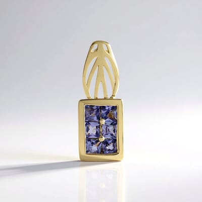 Cavill - 375 Geelgoud Hanger - AAA Tanzaniet Princess Geslepen 0,324ct - Luxe Sieraden Dames - Bezelzetting - Organisch Design