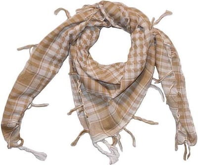 Vierkante Arafat Sjaal met Geruite Print Beige