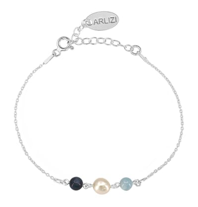 ARLIZI 2481 Armband aquamarijn kyaniet parel kralen - sterling zilver - 20,5 cm
